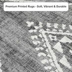 ReaLife Rugs Machine Washable Area Rug - Living Room Bedroom Bathroom Kitchen Entryway Office - Padded Low Pile Stain Resistant Premium - Moroccan Diamond Tribal - Jax - Gray 7'6" x 9'6"