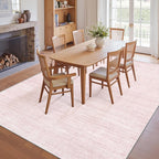 Art&Tuft Washable Rugs 8x10, Area Rugs for Living Room - Non Slip and Stain Resistant Soft Thin Low Pile 8x10 Rug for Bedroom, Dining Room, Kitchen, Office, Lightpink