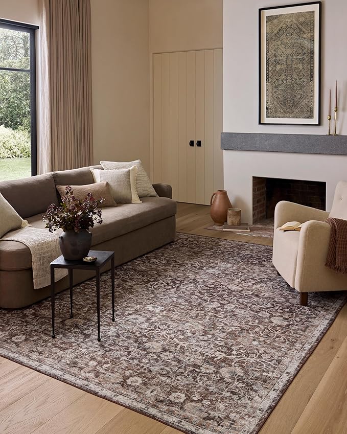 Loloi Amber Lewis Josie Collection JOS-02 Earth/Natural 2'-0" x 5'-0", .13" Pile Height, Low Profile, Machine Washable, Accent Rug