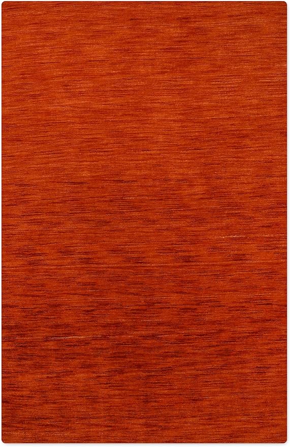 Hand Knotted Loom Wool ECO-Friendly Area Rugs - 5'x8', Rectangle, Light Red Color, Solid Plain Design, High Pile Handmade Anti Skid Area Rugs for Living Room, Bed Room (L00111)
