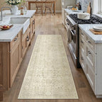 Beige Runner Rug 2x6 Vintage Area Carpet Hallway Long Indoor Kitchen Washable Living Room Low Pile Traditional Distressed Retro Accent Throw Rug Non Slip Laundry Bathroom Office