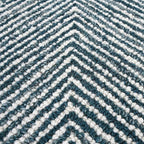 Modern Herringbone Chevron Collection Handcrafted Wool Area Rug - Durable, Zigzag Pattern, for High Traffic, Contemporary Design for Living Room, Bedroom, Dining Room Decor (Denim Blue, 6' x 6' sq)