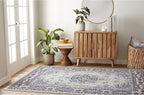 Home Dynamix Premium Sakarya Traditional Medallion Border Area Rug, Silver, 21"x35" Rectangle
