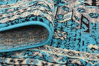 Unique Loom Taftan Collection Border Geometric Tribal Inspired Design Area Rug, 2 ft 7 in x 10 ft, Turquoise/Gray