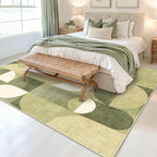 5x7 Area Rugs Green Washable Rug for Living Room Bedroom,Large Modern Geometric Non Slip Carpet for Dining Room Farmhouse Office