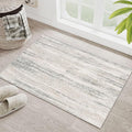 MUJOO Small Rug Washable,2x3 Area Rugs for Entryway Entry Entrance Bedroom Bathroom,Modern Abstract Low Pile Throw Rug,Front Door Mat Non Slip Accent Neutral Carpet Indoor Beige and Grey