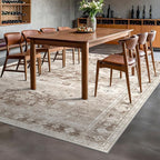 Washable Farmhouse Living Room Rug, 8x10 Area Rugs for Bedroom, Dining Room Under Table Carpet, Kids Room, Large Boho Vintage Non-Slip Floral Rugs Low Pile Stain Resistant (8x10 Beige/Latte)