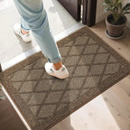 COSY HOMEER Non-Slip Door Mat 24"x36", Entryway Rugs Low Profile Absorbent Dirt Trapper Doormat for Front Entrance, Washable Polypropylene Entry Mat (Brown)