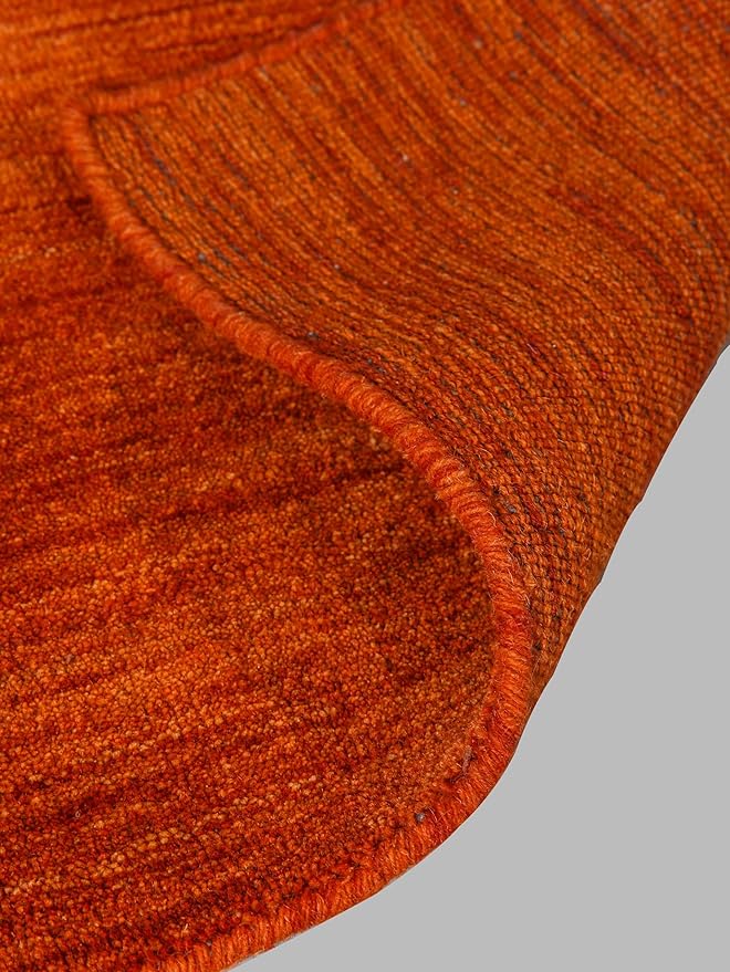 Hand Knotted Loom Wool ECO-Friendly Area Rugs - 9'x12', Rectangle, Light Red Color, Solid Plain Design, High Pile Handmade Anti Skid Area Rugs for Living Room, Bed Room (L00111)