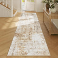FMFUNCTEX 2x8 Runner Rug Washable Brown Grey Modern Abstract Neutral Non Slip Low Pile Entryway Hallway Soft Indoor Carpet for Kitchen Bedroom Bathroom Laundry Entrance Bedside Living Room, Grey Gold