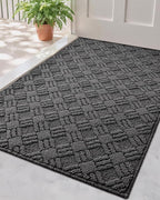 LUMI Indoor Door Mat, Absorbent Non-Slip Thin Doormat, Washable Door Mats, Woven Pattern Inside Floor Mat, Ideal for Entryway, Front Door, Home Decor, 32"x48", Woven Grey