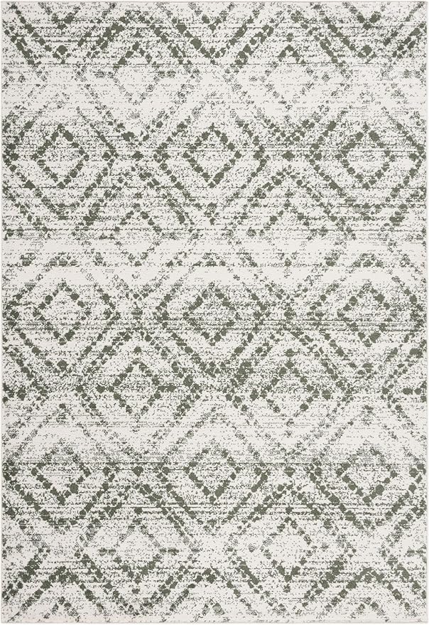 SAFAVIEH Adirondack Collection Area Rug - 5'1" x 7'6", Ivory & Dark Green, Geometric Design, Non-Shedding & Easy Care, Ideal for High Traffic Areas in Living Room, Bedroom, Dining (ADR131W-5)