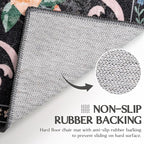 Black Rug Bow Floral Rug 3x5, Washable Boho Area Rugs Non Slip Low Pile Carpet for Girls Room Bedroom, Bedside, Kitchen, Entryway, Kids Room, Soft Ultra-Thin Indoor Elegant Rugs