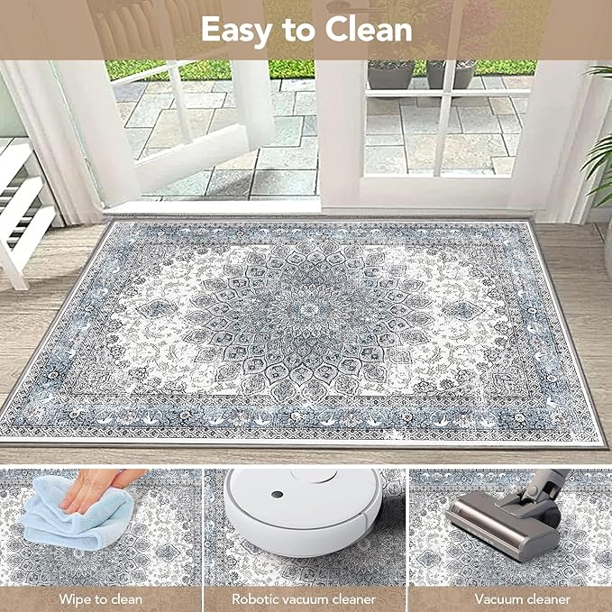2’x3’ Entry Rug Welcome Mat Small Washable Indoor Door Rug Front Door Mat Non-Slip Blue
