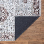 Bloom Rugs Caria Washable Non-Slip 10 ft Runner - Beige/Brown Traditional Runner for Entryway, Hallway, Bathroom, and Kitchen - Exact Size: 2'6" x 10'