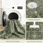 5X7 Area Rugs for Living Room, Soft Rugs Green Washable Rug, Indoor Vintage Rugs for Bedroom Home Office Laundry, Rubber Backed Non Slip Low Pile Carpet, Dark Olive Green