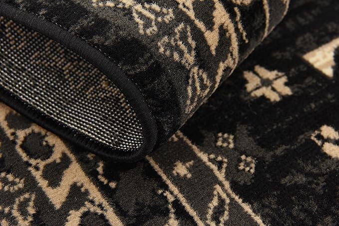 Unique Loom Taftan Collection Border Geometric Tribal Inspired Design Area Rug (4' 0 x 6' 0 Rectangular, Black/ Gray)