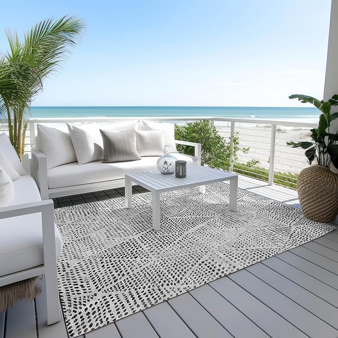 Addison Rugs Chantille ACN591 Pewter 10' x 14' Indoor Outdoor Area Rug, Easy Clean, Machine Washable, Non Shedding, Bedroom, Living Room, Dining Room, Kitchen, Patio Rug
