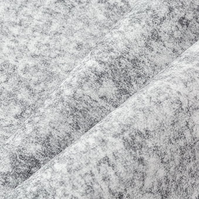 4x6 Area Rug Washable Vintage Entryway Living Room Carpet Indoor Office Non Slip Grey Entrance Distressed Low Pile Retro Accent Throw Rug for Dining Room Bathroom Bedroom Laundry
