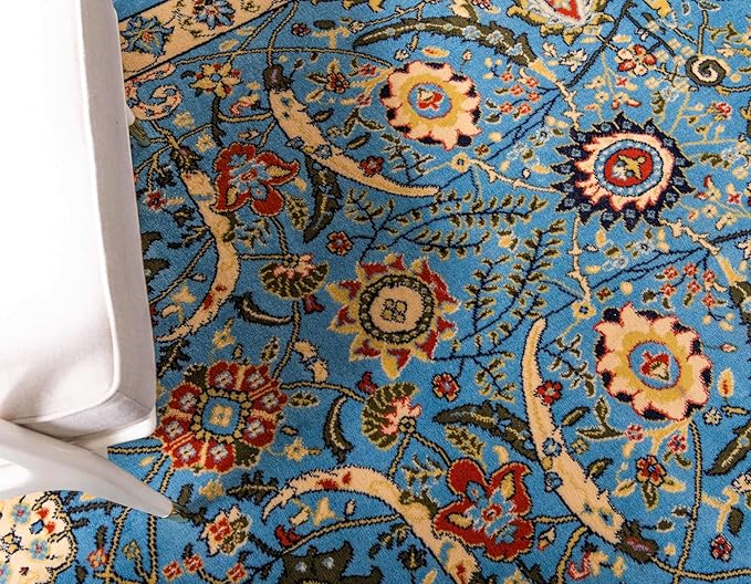 Unique Loom Espahan Collection Area Rug - Cape Cod (9'x 12' Rectangle, Blue/ Black)