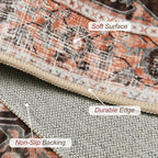 XWZO Entryway Area Rug 2x3ft — Soft Vintage Low Pile Non-Slip Backing Door Mat for Bedroom Bathroom Kitchen Laundry, Spill Resistant Washable Small Indoor Carpet for Doorway & Entrance, Brick Red