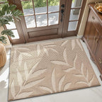 LUMI Front Door Mat Indoor Entrance 48"x72", Low Profile Welcome Mat, Non-Slip Washable Doormat with Rubber Backing for Entrance, Patio, Garage, Beige