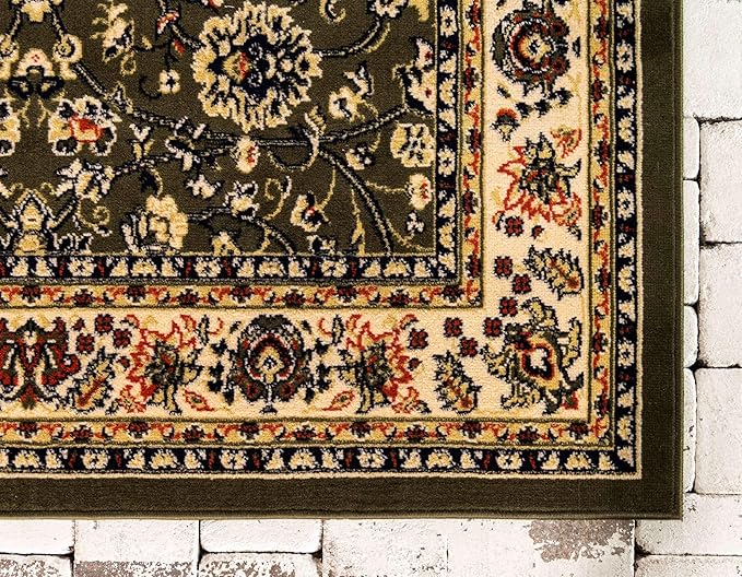 Unique Loom Sialk Hill Collection Area Rug - Washington (4' 1" x 6' 1" Rectangle Green/Hunter Green)