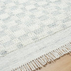 Mark&Day Wool Rugs, 4x6 Clinten Solid and Border Light Slate Checkered Rug, Cream Grey Carpet for Living Room, Bedroom or Kitchen (3'6" x 5'6")