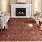 Eleisa Modern Vintage 10x14 Herringbone Chevron Area Rug, Non-Slip Stain Resistant Washable Rug, Wine & Red Large Rug for Living Room, Farmhouse Carpet for Bedroom, Kitchen, Dining Room, Home Office