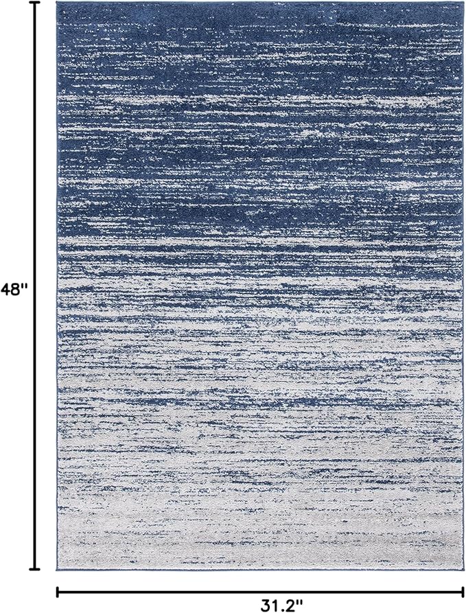 SAFAVIEH Adirondack Collection Accent Rug - 2'6" x 4', Navy & Grey, Modern Ombre Design, Non Shedding & Easy to Clean, Ideal for Front Door, Kitchen, Entryway, Accent Space (ADR113E)