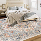 Enkor Area Soft Rugs 6x9 Washable Non Slip Boho Floor Rugs for Living Room Bedroom, Vintage Style Farmhouse Mat for Kitchen Entryway Orange & Black