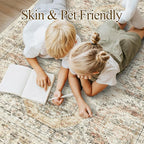 Washable Area Rug 8x10, Large Soft Rugs for Living Room Vintage 8x10 Area Rugs for Bedroom Dining Room Non-Slip Stain Resistant Under Table Brown Pink Rug