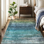 Kokia Abstract Area Rug Living Room 5x7 Colorful Washable Large Rug Bedroom Living Room Under Dining Table Soft Non Slip Stain Resistant Blue Carpet Room Decor, Oslo Teal