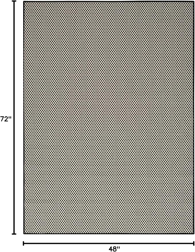 Nourison Home Courtyard Black White 4' x 6' Area Rug - Easy Clean, Non Shedding, Bed Room, Living Room, Dining Room, Kitchen (4' x 6')
