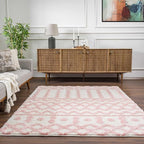 Hauteloom Darva Living Room, Bedroom Area Rug - Contemporary - Plush Pile - Pink - 18" Sample