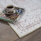 Fame Rugs Turkish Rug. Washable Vintage Oriental Antique Inspired Traditional Doormat Small Modern Area Rugs Luxury Entryway Entry Bedroom Bathroom Kitchen (411CC, 4'9 x 6'9)