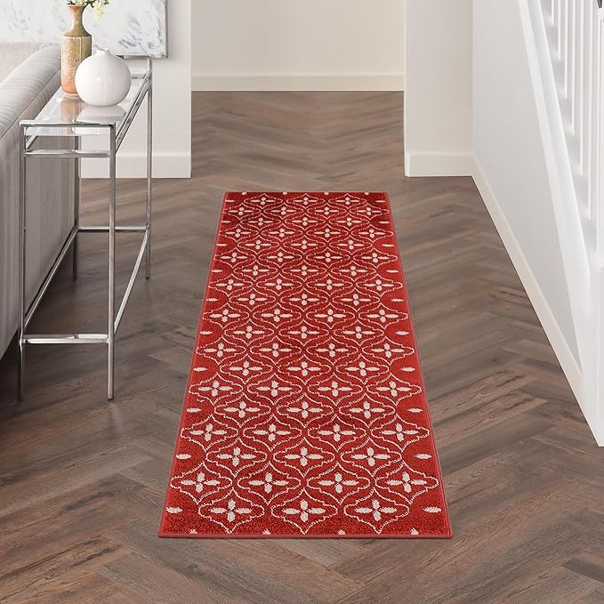 Nourison Home Nourison Essentials Brick Ivory 2'2" x 7'6" Area Rug - Easy Clean, Non Shedding, Bed Room, Living Room, Dining Room, Kitchen (8' Runner)