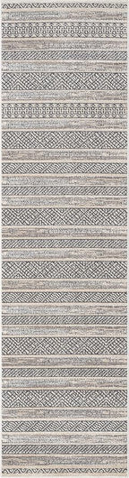 Well Woven Francesca Beige Tribal Geometric Distressed High-Lo Pile (2'7" x 9'10") Runner Rug