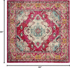 SAFAVIEH Monaco Collection Area Rug - 8' Square, Pink & Multi, Boho Chic Medallion Distressed Design, Non-Shedding & Easy Care, Ideal for High Traffic Areas in Living Room, Bedroom (MNC243D)