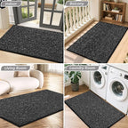 BEQHAUSE Dirt Trapper Door Mat 36" x 60", Non-Slip Washable Doormats Entrance Mat, Dirt Resistant and Absorbent Welcome Mat, Low Profile Floor Mats for Front Back Door and Entryway, Black