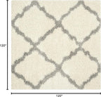 SAFAVIEH Dallas Shag Collection Area Rug - 10' Square, Ivory & Grey, Trellis Design, Non-Shedding & Easy Care, 1.5-inch Thick Ideal for High Traffic Areas in Living Room, Bedroom (SGD257F)