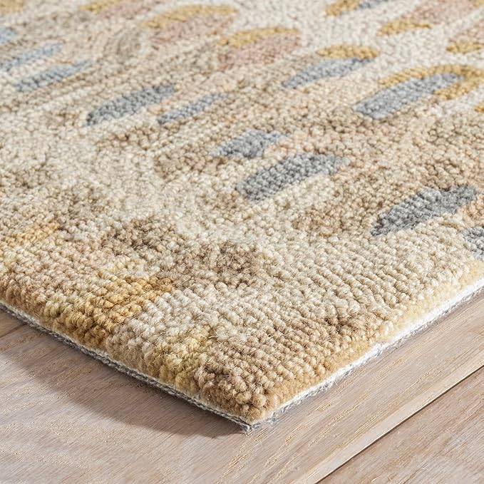 Dash and Albert Paint Chip Wool Area Rug - 4' x 6' Neutral Graphic Hand Micro Hooked Accent Rug - Durable, High Traffic Areas Hallway, Living Room, Stairs