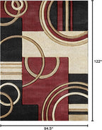 GLORY RUGS Area Rug Modern Soft Hand Carved Contemporary Floor Carpet with Premium Fluffy Texture for Indoor Living Dining Room and Bedroom Area (Dark Red, 8'x10')