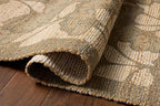 Loloi Chris Loves Julia Rue Collection RUE-02 Olive/Sage 7'-6" x 9'-6" Area Rug Jute Neutral Floral Living Room Bedroom Rug