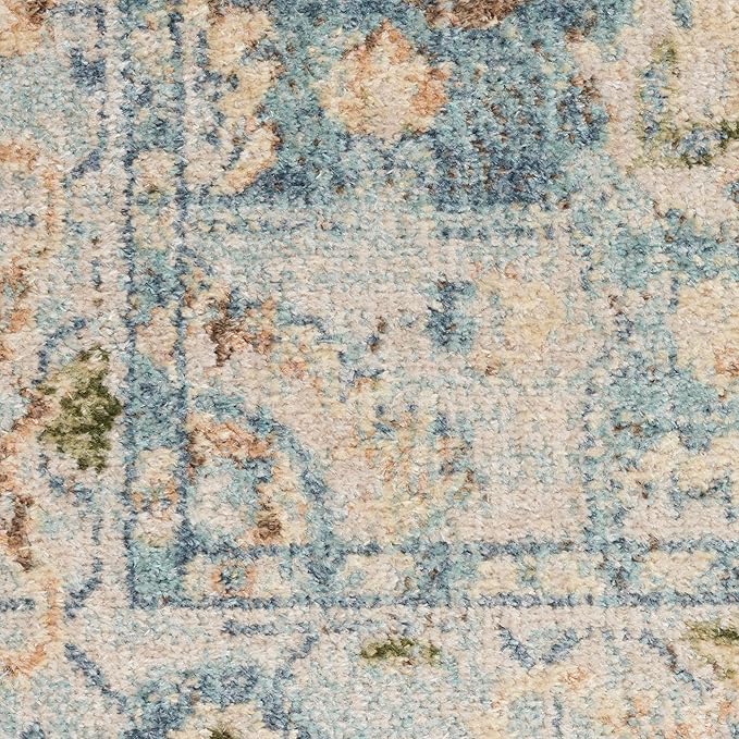 Nourison Home Astra Machine Washable Beige Blue 2'2" x 10' Area Rug - Easy Clean, Non Shedding, Bed Room, Living Room, Dining Room, Kitchen (10' Runner)