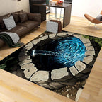 3D Well Waterfall Bedroom Carpet, 4x6ft, Visual Illusion Deep Hole Entrance Rug, Huge Stone Cracks Non-Slip Rugs, Cozy Breathable with Non Slip Backing Mat for Indoor Bedside