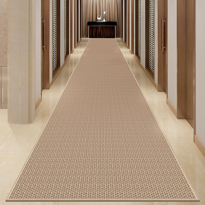 Rubber Runner Rug for Hallways Non Slip, Low Pile Long Laundry Room Mat Hall Jute Rug Runner Carpet Non Skid