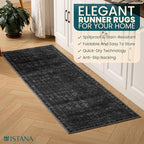 Istana Hallway Runner Rug 2x6 - Black Kitchen Rugs Non Slip Washable -Silk's Soft Touch Carpet Runner - Stylish Rug for Home