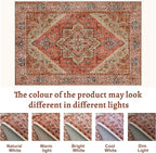 Tangsoo 4x6 Area Rug for Living Room, Washable Vintage Indoor, Distressed Carpet for Bedroom Non Slip for Dining Room, Soft Low Pile Rugs Foldable Floor Rug for Dorm Bedside Bathroom