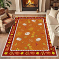 Fallen Leaves Carpet for Kitchen, 3x5ft, Autumn Pumpkins with Leave Orange Area Rug, Indoor Ultra-Thin Foldable Machine Washable Fun Pumpkin Bath Mat for Home Office Relax Room